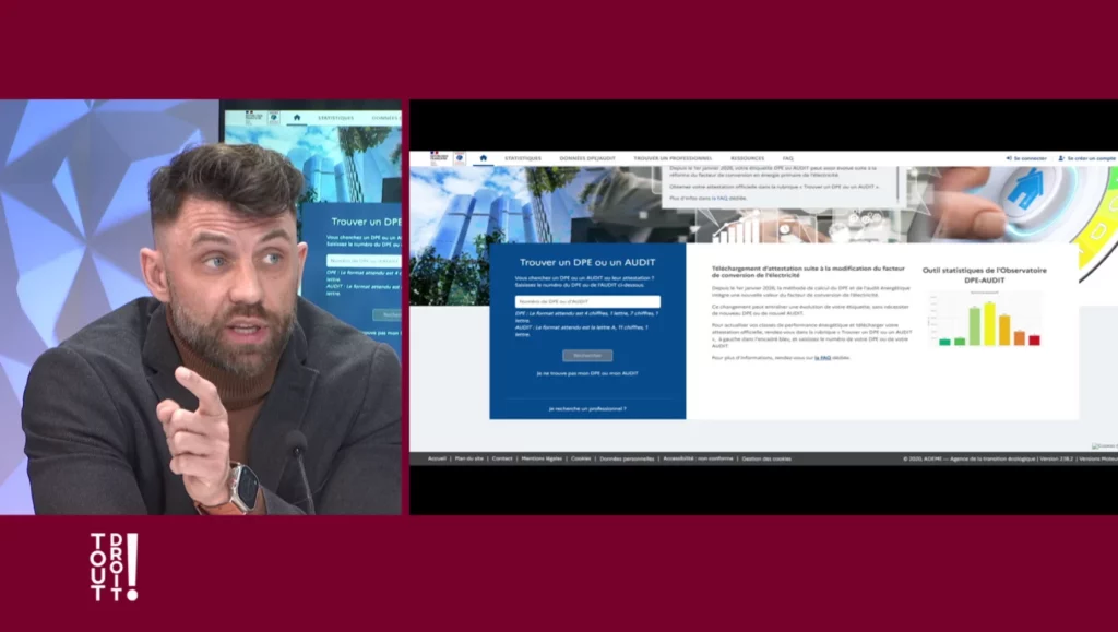 Maître Jean-Philippe Pauget, notaire, sur le plateau de l'émission Tout Droit