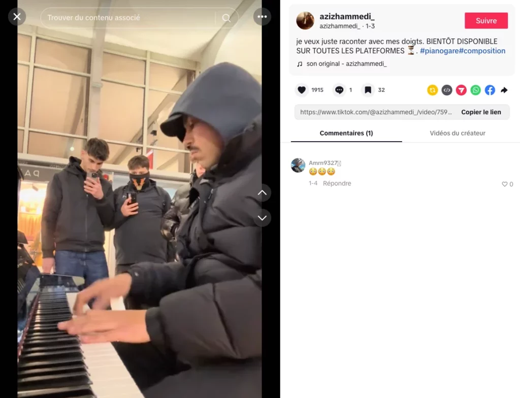 tiktok aziz hammedi piano à la gare