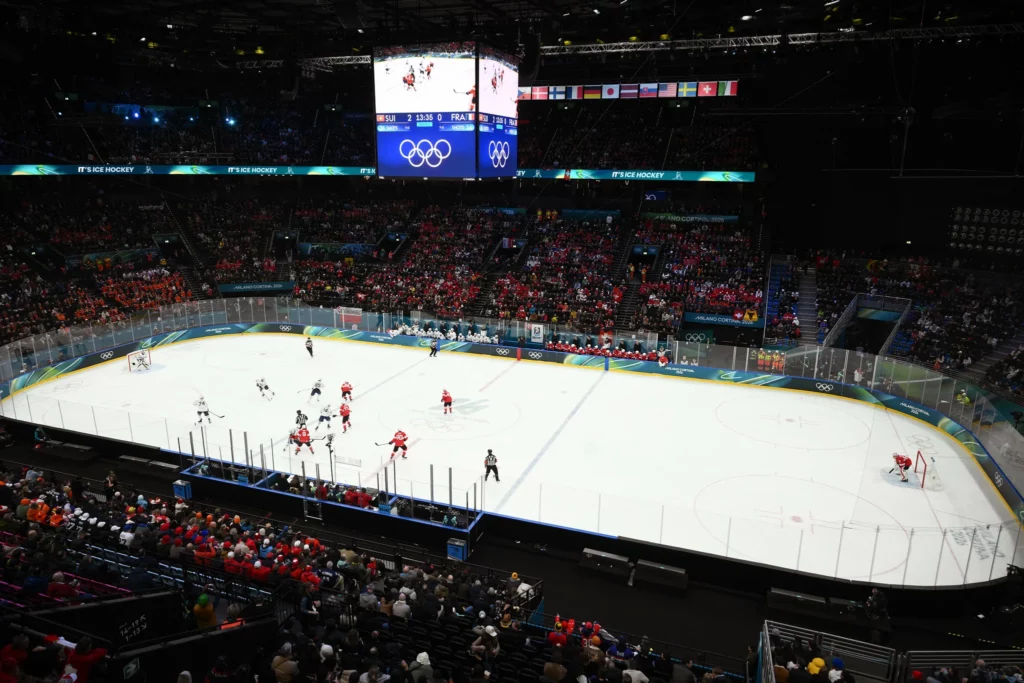 Un match de l'équipe de France de hockey sur glace aux JO de Milano-Cortina