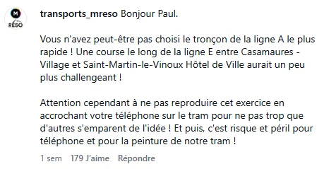 Reso M Tag réaction tram téléphone