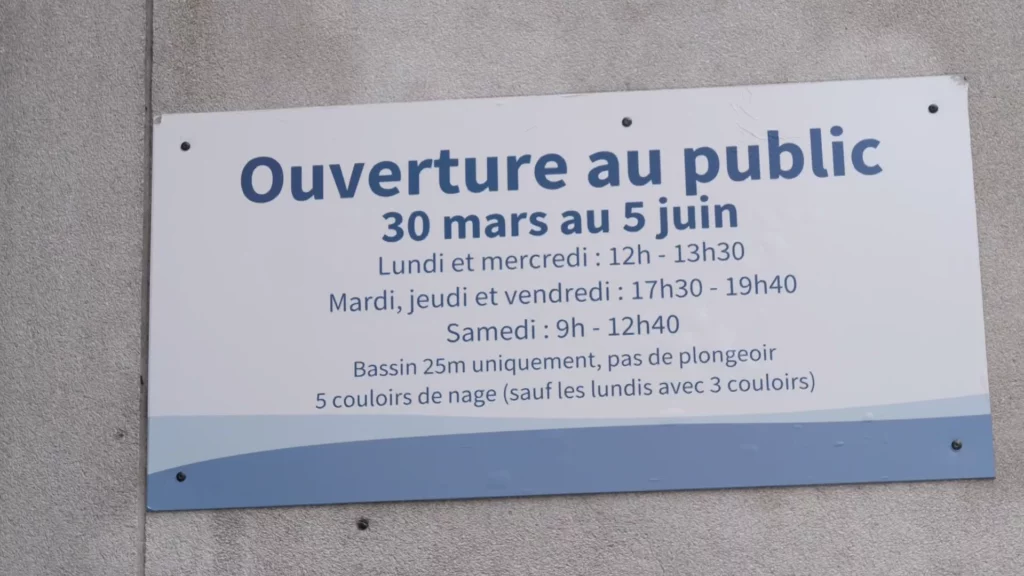 piscine Jean Bron ouverte en mars horaires