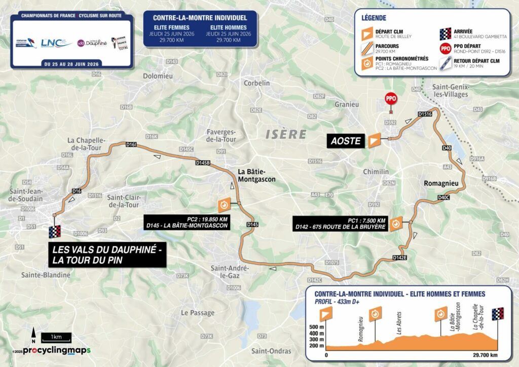 parcours championnat de france de cyclisme clm