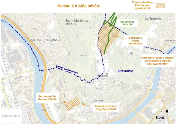 carte fermeture Bastille aléa sévère incendies