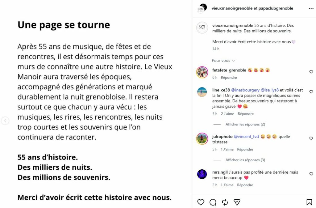 Vieux manoir message instagram 