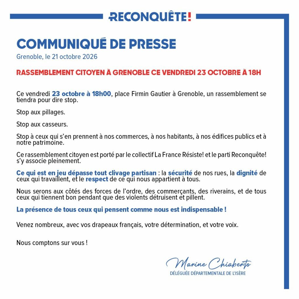 communiqué parti reconquête