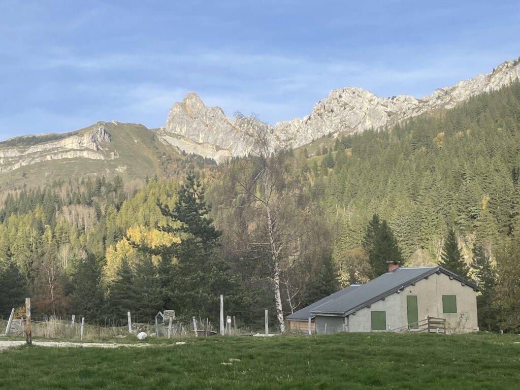 La bergerie de la Fauge et le Cornafion au fond (2 049 m)  